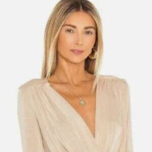 Free People ~ Turnt Bodysuit ~ Gold/Ivory ~ Faux Wrap Bodysuit - size Small